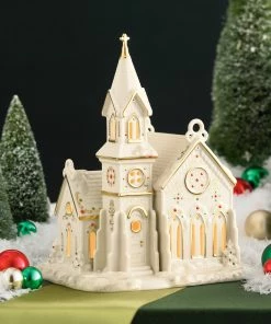 Lenox Mistletoe Park Light-Up Village Church Figurine Home Décor