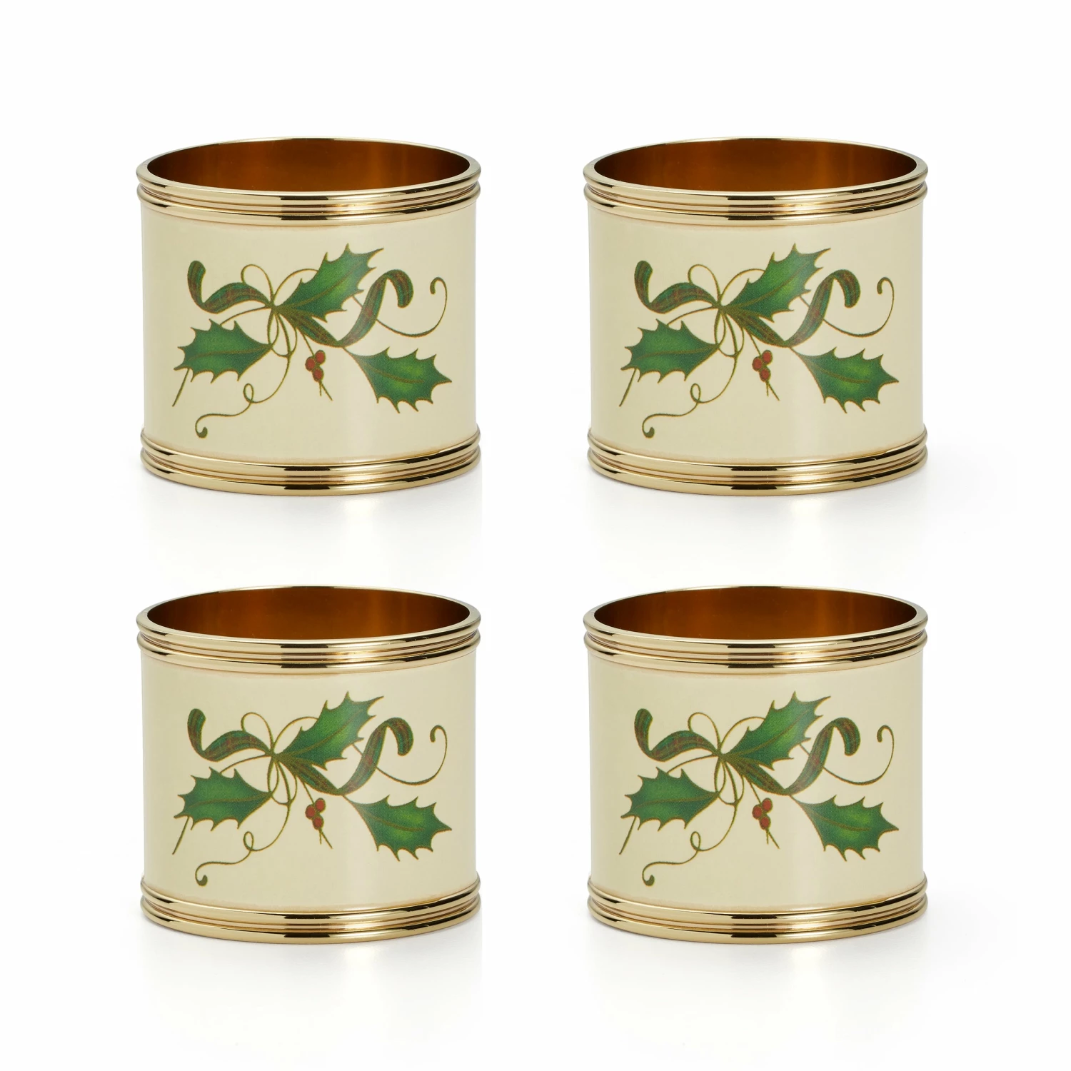 Lenox Holiday Nouveau 4-Piece Napkin Ring Set Table Linens