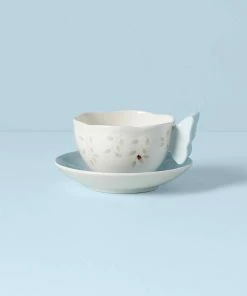 Lenox Butterfly Meadow Figural® Blue Cup And Saucer Dinnerware