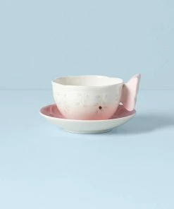 Lenox Butterfly Meadow Figural® Pink Cup And Saucer Dinnerware