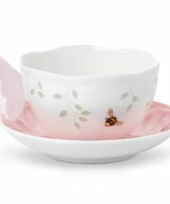 Lenox Butterfly Meadow Figural® Pink Cup And Saucer Dinnerware