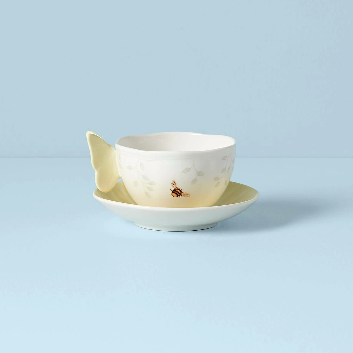 Lenox Butterfly Meadow Figural Yellow Cup And Saucer