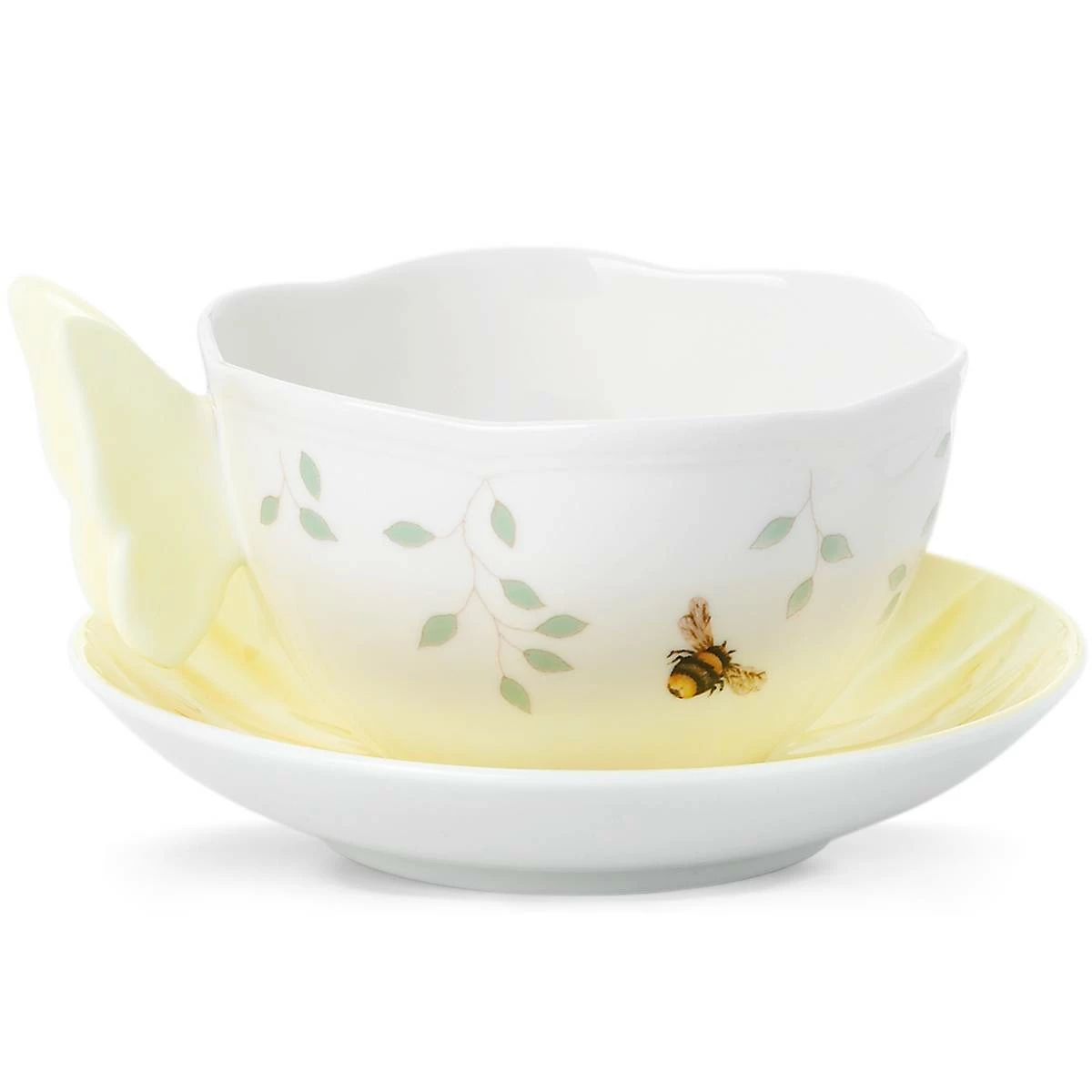 Lenox Butterfly Meadow Figural Yellow Cup And Saucer