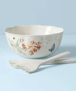 Lenox Dinnerware Butterfly Meadow Salad Bowl & Servers