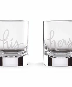 Kate Spade Drinkware Two Of A Kind "His And Hers" 2-piece DOF Glass Set
