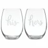 Kate Spade Drinkware Two Of A Kind "His" And "Hers" 2pc Stemless Wine