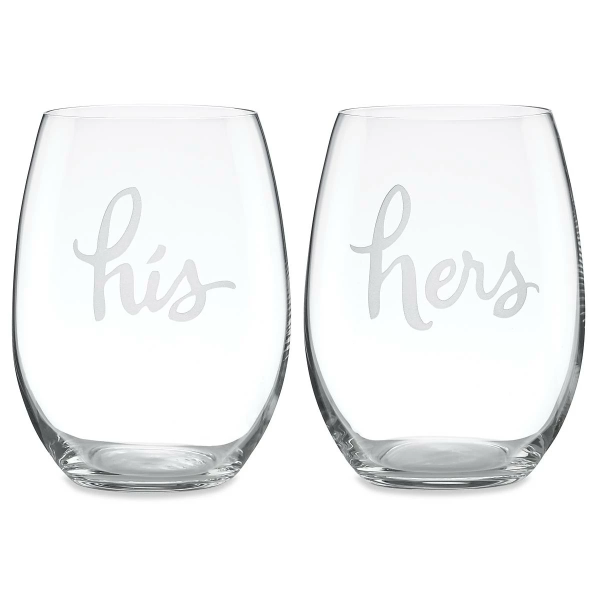 Kate Spade Drinkware Two Of A Kind "His" And "Hers" 2pc Stemless Wine