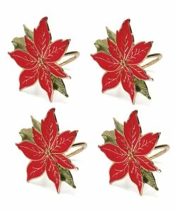 Lenox Poinsettia 4-Piece Napkin Ring Set