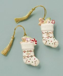 Lenox Forever Friends Stocking 2-Piece Ornament Set Personalized Ornaments