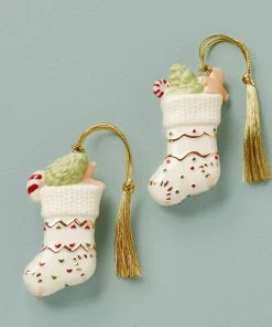 Lenox Forever Friends Stocking 2-Piece Ornament Set Personalized Ornaments