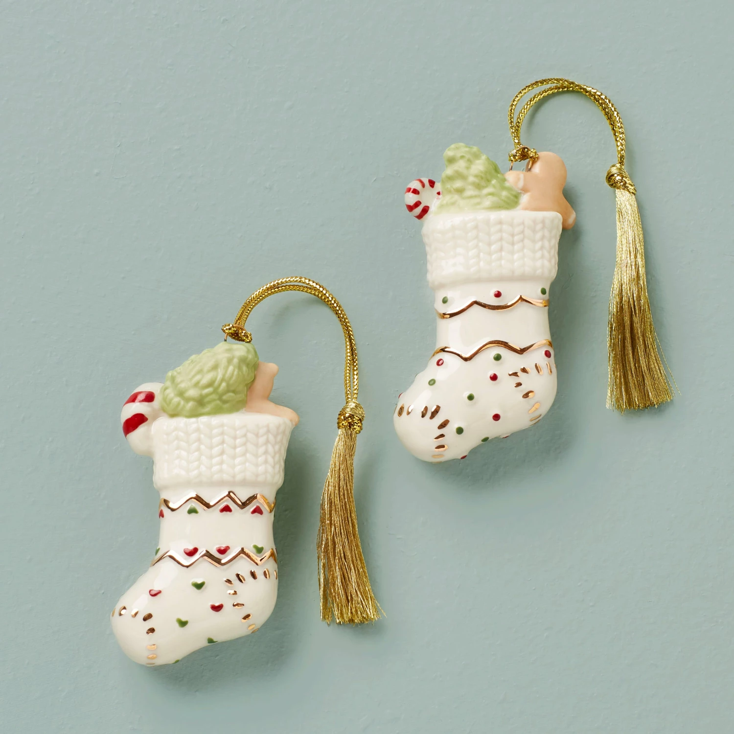 Lenox Forever Friends Stocking 2-Piece Ornament Set Personalized Ornaments