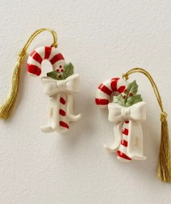 Lenox Forever Friends Candy Cane 2-Piece Ornament Set Personalized Ornaments