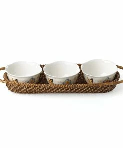Lenox Butterfly Meadow Rattan Hors D'oeuvres With Bowls