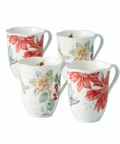 Lenox Butterfly Meadow Holiday 4-Piece Mug Set Dinnerware