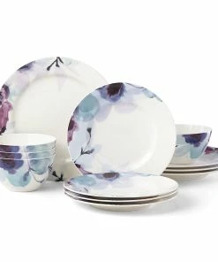 Lenox Indigo Watercolor Floral 12-Piece Dinnerware Set