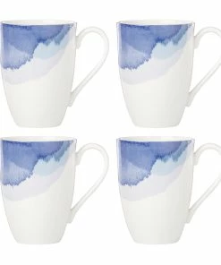 Lenox Indigo Watercolor Stripe™ 4-piece Mug Set Dinnerware