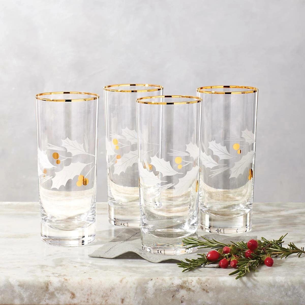 Lenox Holiday™ Gold 4-piece Highball Glass Set Drinkware