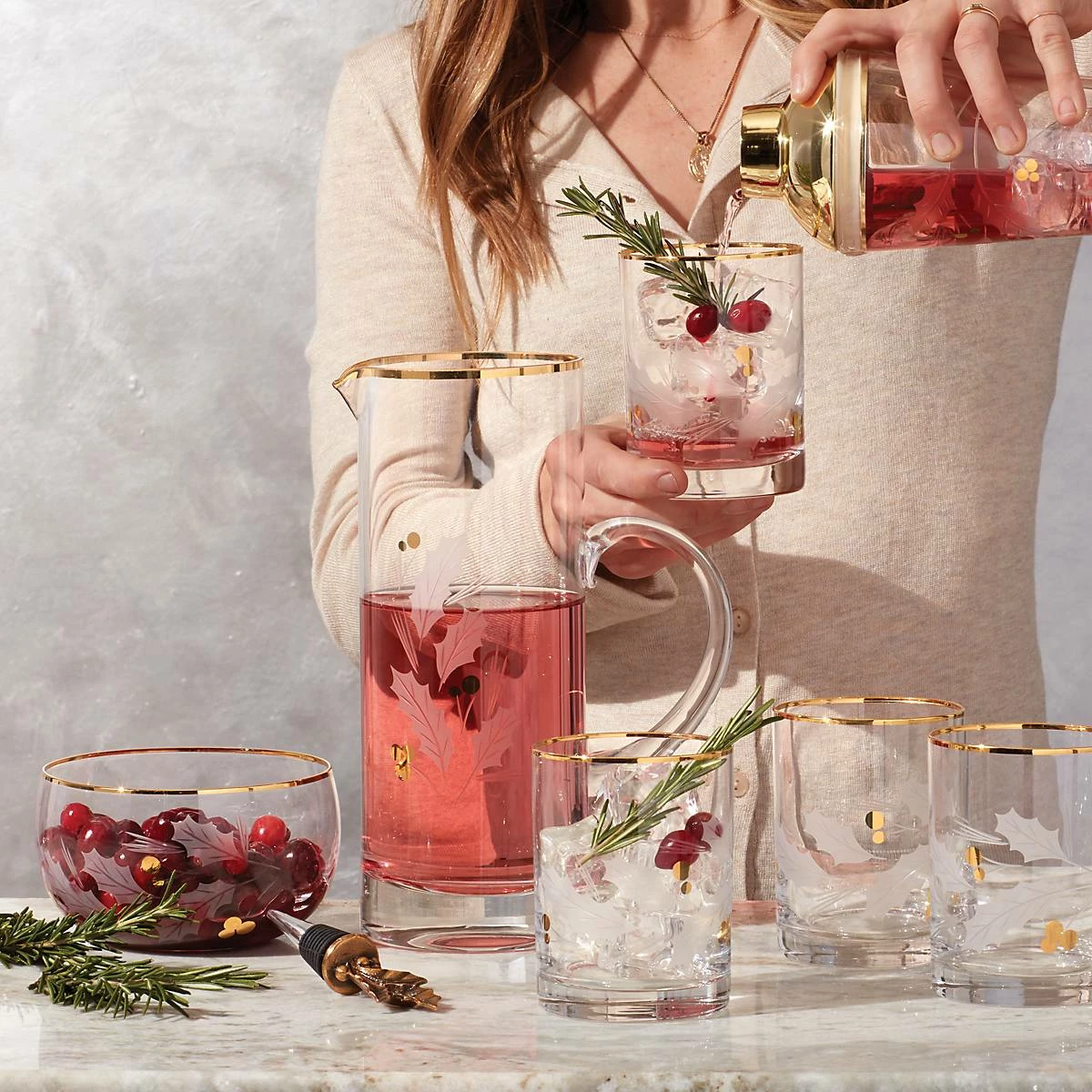 Lenox Holiday Gold 4-Piece Double Old Fashioned Set Drinkware