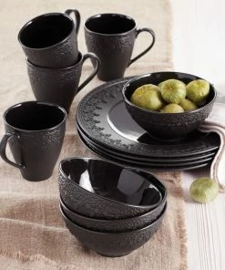Lenox Chelse Muse Fleur Matte Black 4-Piece Bowl Set
