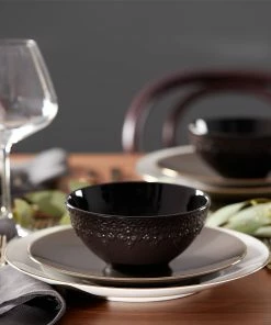 Lenox Chelse Muse Fleur Matte Black 4-Piece Bowl Set