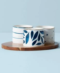 Lenox Blue Bay™ 4-piece Snack Bowl & Tray Set Dinnerware