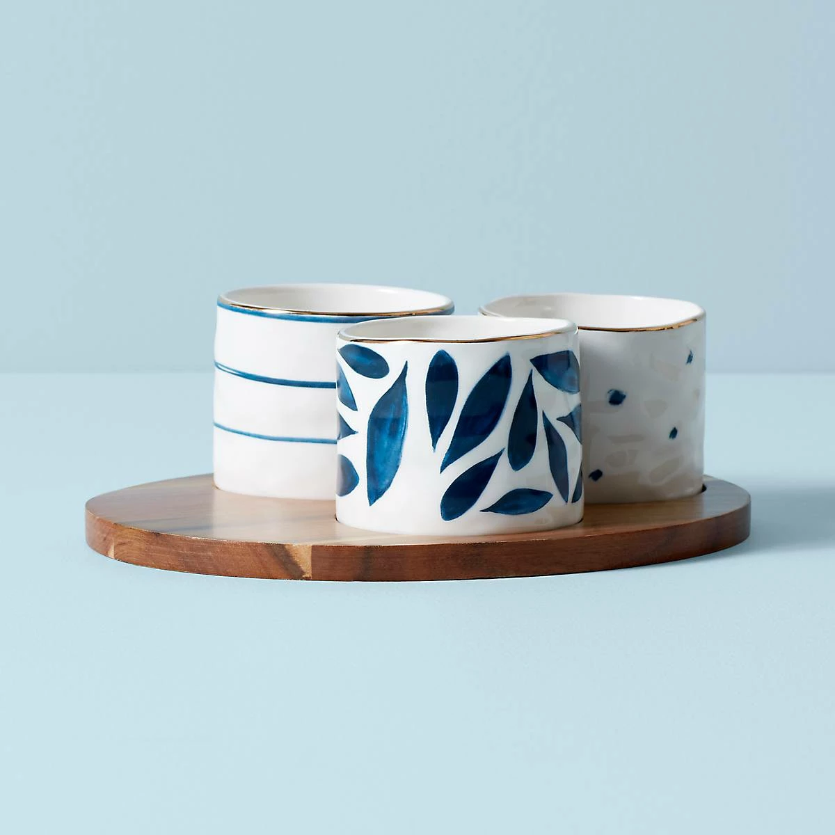 Lenox Blue Bay™ 4-piece Snack Bowl & Tray Set Dinnerware