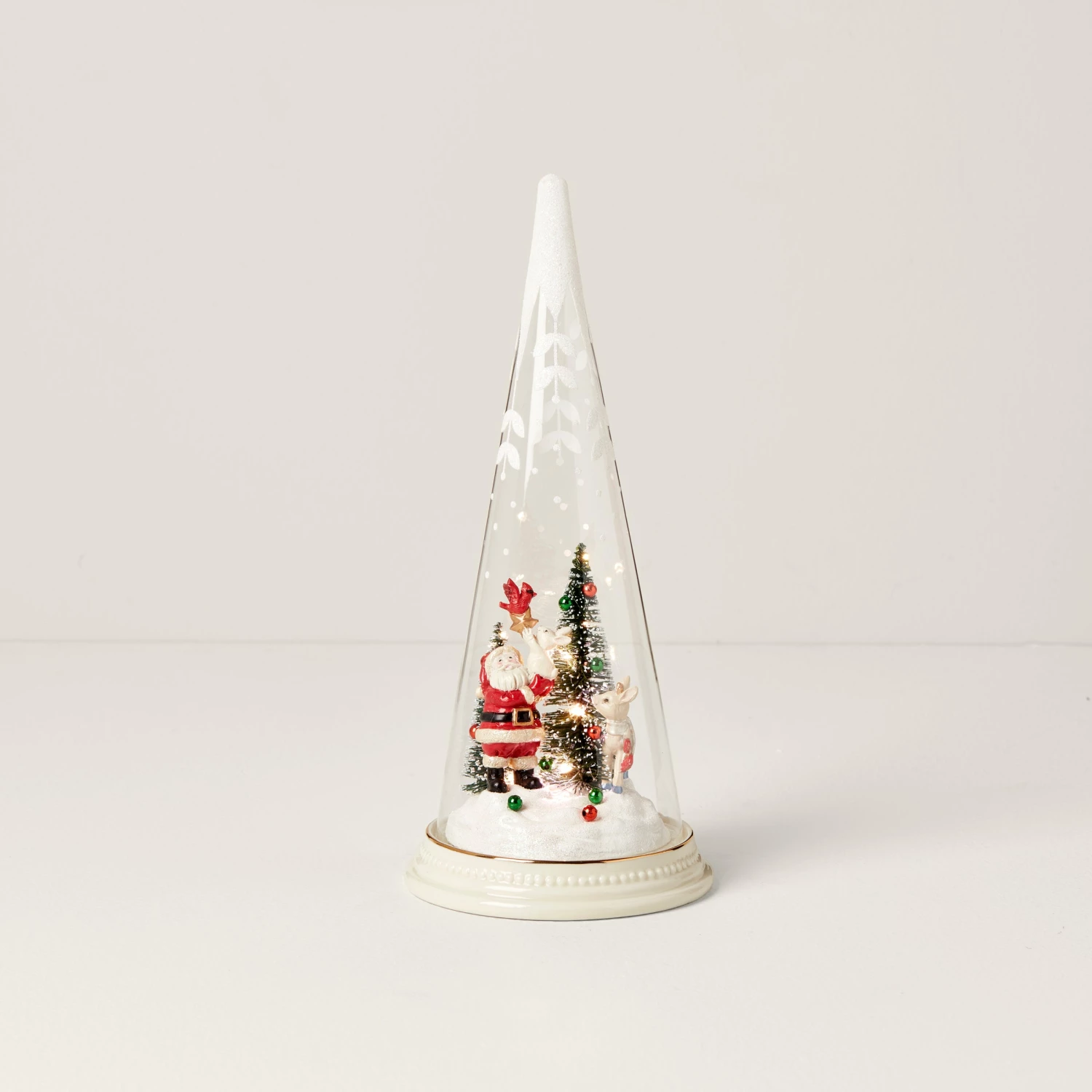 Lenox Merry & Magic Light-Up Santa & Friends Glass Cone Décor