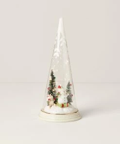 Lenox Décor Merry & Magic Light-Up Sledding Snowman Glass Cone