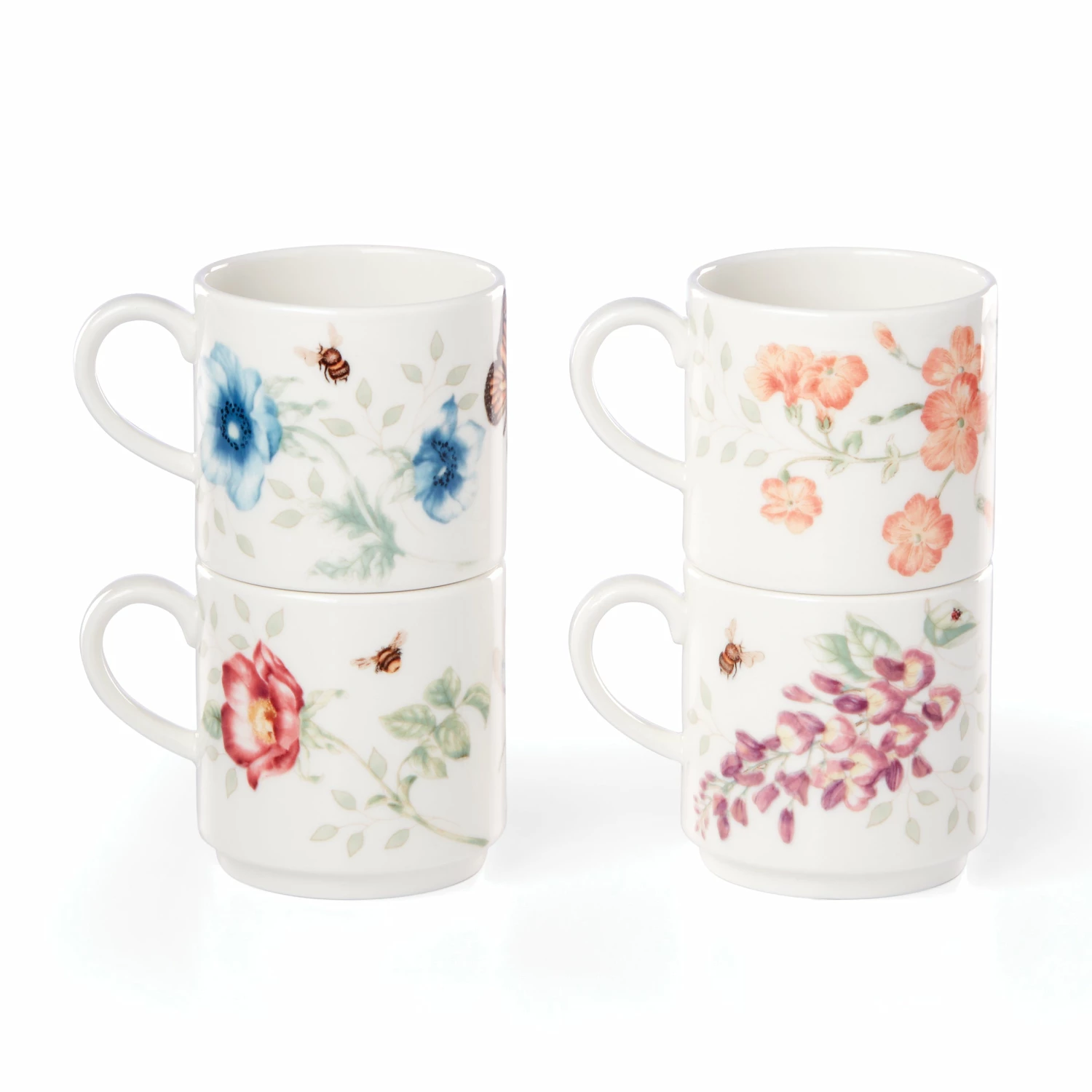 Lenox Butterfly Meadow 4-Piece Stacking Mug Set Dinnerware