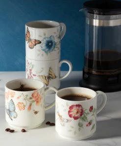 Lenox Butterfly Meadow 4-Piece Stacking Mug Set Dinnerware