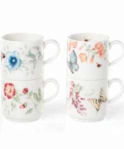 Lenox Butterfly Meadow 4-Piece Stacking Mug Set Dinnerware