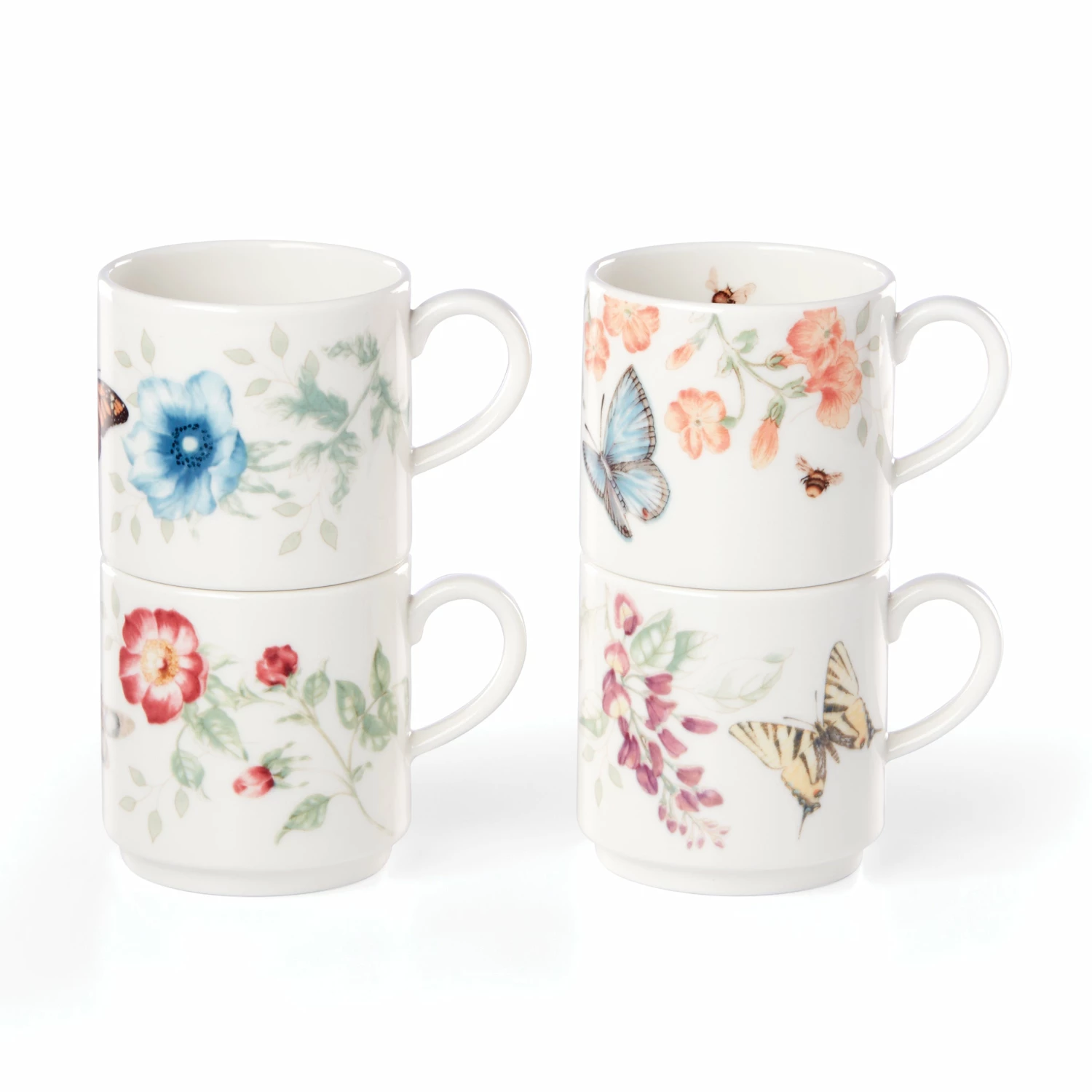 Lenox Butterfly Meadow 4-Piece Stacking Mug Set Dinnerware