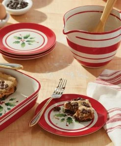 Lenox Holiday Handpaint Stripe 4-Piece Dessert Plate Set Dinnerware