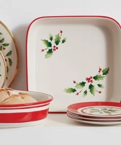 Lenox Holiday Handpaint Stripe Square Dish