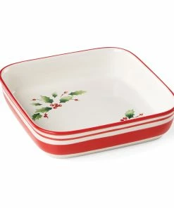 Lenox Holiday Handpaint Stripe Square Dish