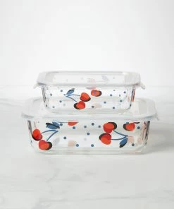 Kate Spade Vintage Cherry Dot 2-Piece Rectangular Storage Set Kitchen