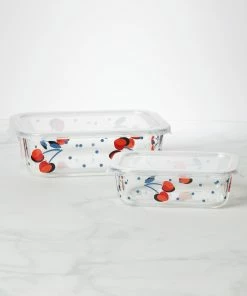 Kate Spade Vintage Cherry Dot 2-Piece Rectangular Storage Set Kitchen