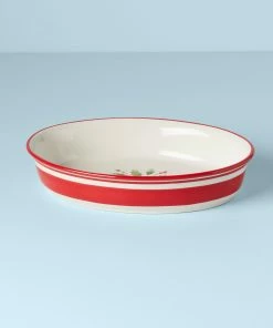 Lenox Holiday Handpaint Stripe Oval Dish