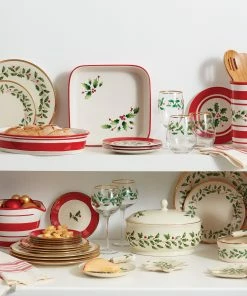 Lenox Holiday Handpaint Stripe Oval Dish