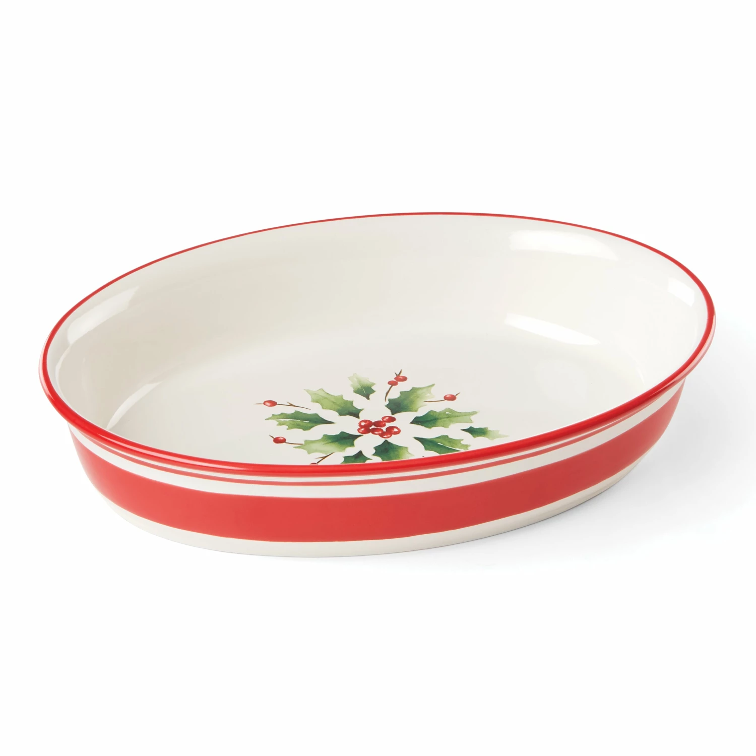 Lenox Holiday Handpaint Stripe Oval Dish