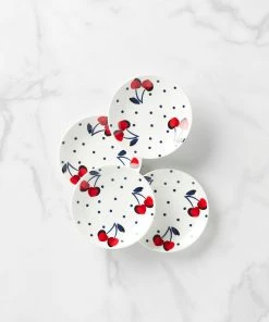 Kate Spade Dinnerware Vintage Cherry Dot 4-Piece Tidbit Plate Set