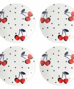 Kate Spade Dinnerware Vintage Cherry Dot 4-Piece Tidbit Plate Set