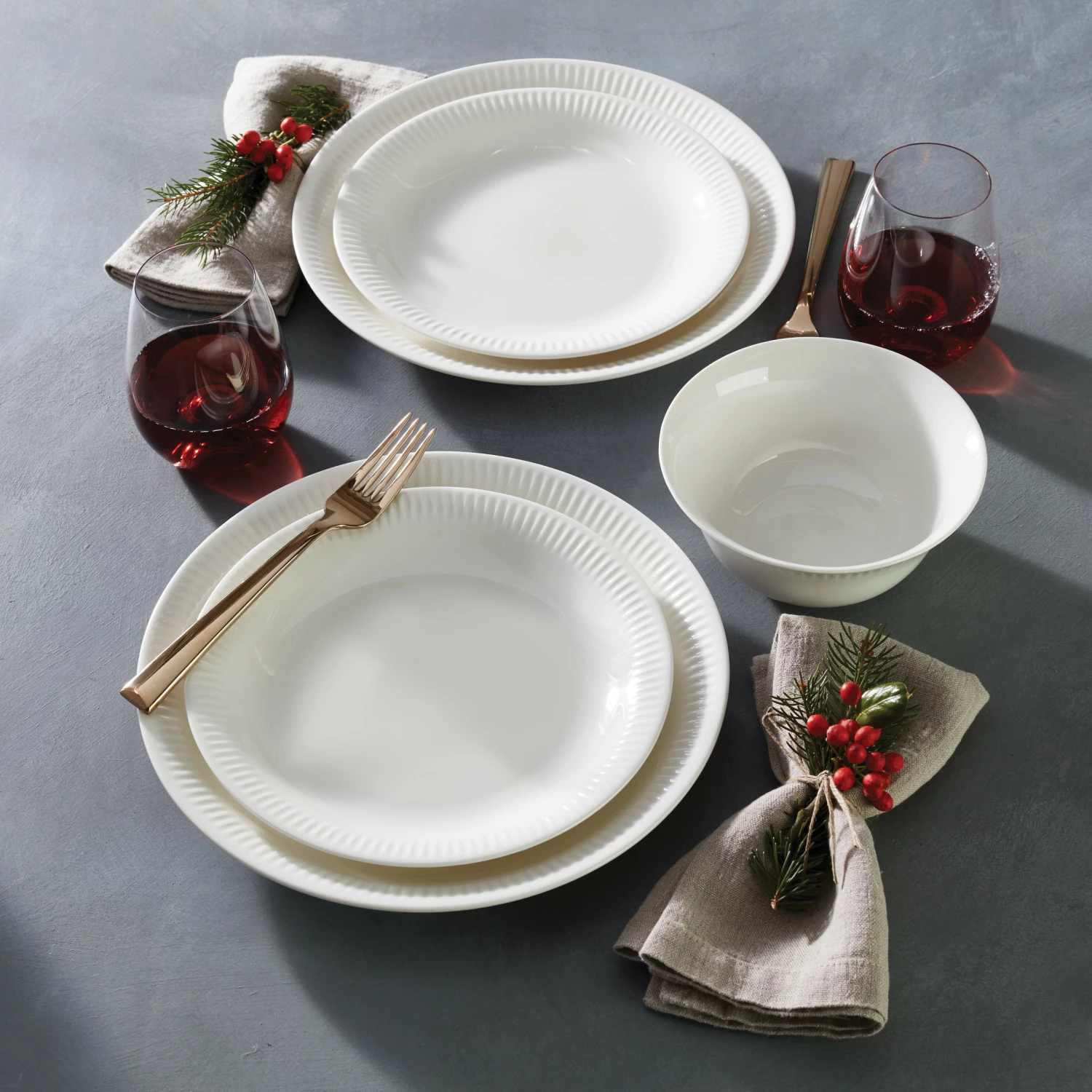 Lenox Profile White Porcelain 4-Piece Dinner Plate Set Dinnerware