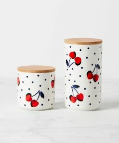Kate Spade Vintage Cherry Dot 2-Piece Canister Set Kitchen