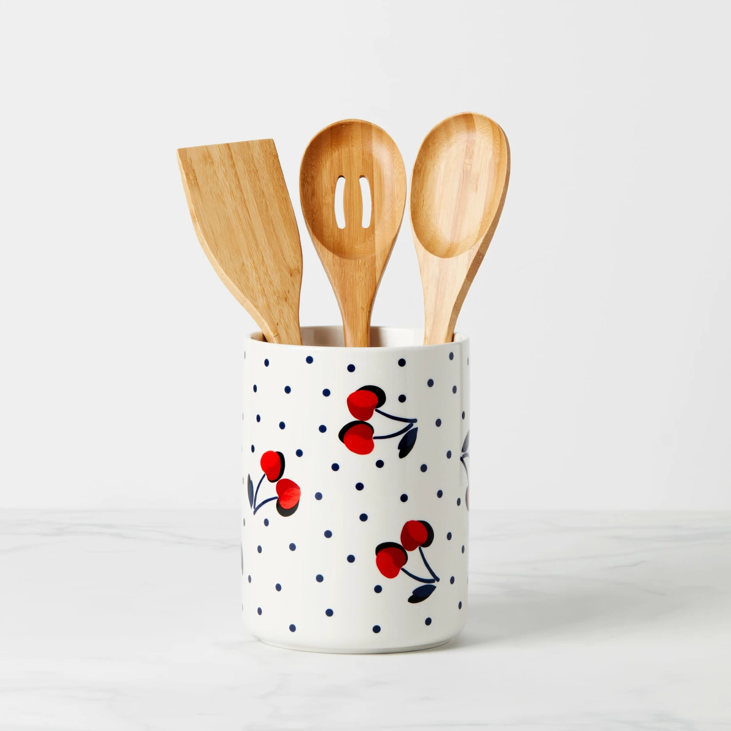 Kate Spade Vintage Cherry Dot 4-Piece Utensil Crock Set Kitchen