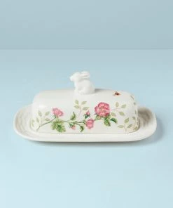 Lenox Dinnerware Butterfly Meadow Bunny Covered Butter Dish