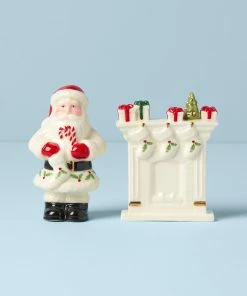 Lenox Dinnerware Holiday Santa & Fireplace Salt & Pepper
