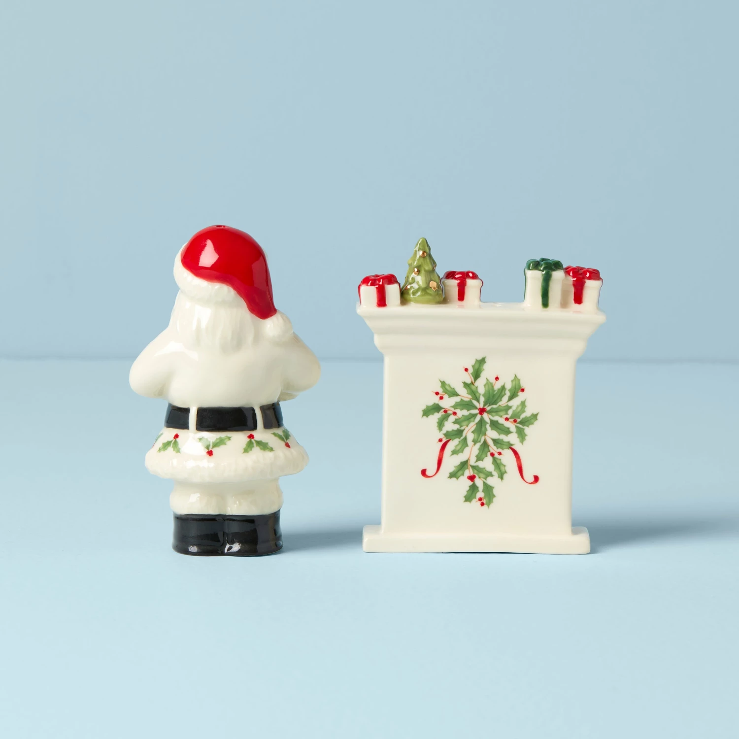 Lenox Dinnerware Holiday Santa & Fireplace Salt & Pepper
