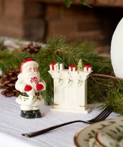 Lenox Dinnerware Holiday Santa & Fireplace Salt & Pepper