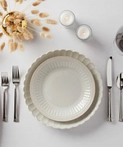 Lenox French Perle Scallop 4-Piece Dinner Plate Set Dinnerware